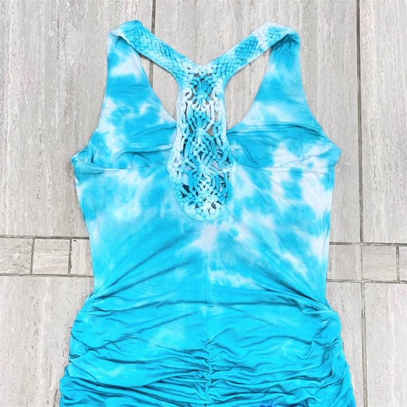 Venus Women's Bodycon Ruched Macrame Back Sleeveless Dress Blue Size S - Picture 14 of 16